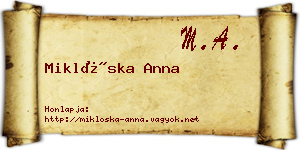 Miklóska Anna névjegykártya